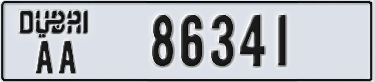UAE License Plate Dubai AA 86341
