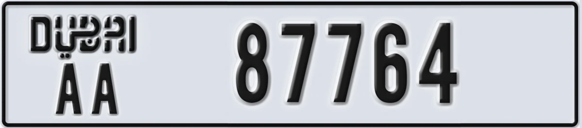 UAE License Plate Dubai AA 87764
