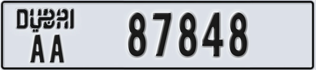 UAE License Plate Dubai AA 87848