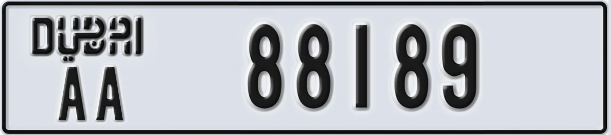 UAE License Plate Dubai AA 88189