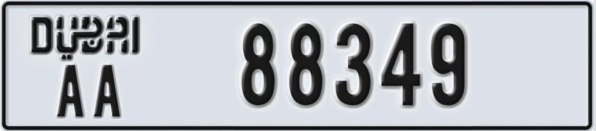 UAE License Plate Dubai AA 88349