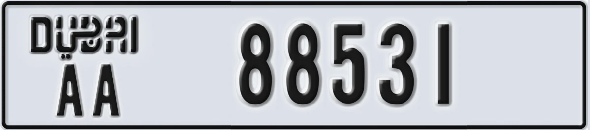 UAE License Plate Dubai AA 88531