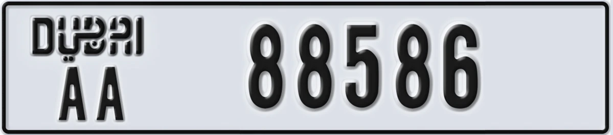 UAE License Plate Dubai AA 88586