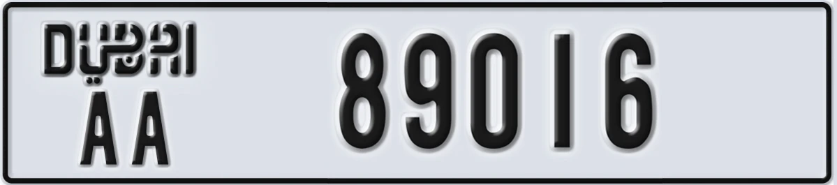 UAE License Plate Dubai AA 89016