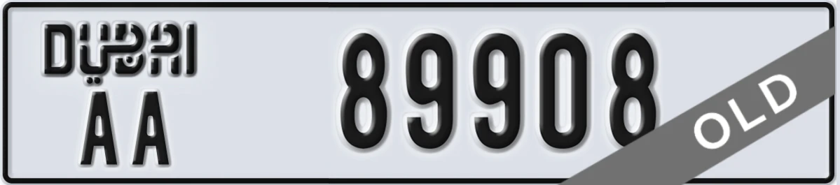 UAE License Plate Dubai AA 89908