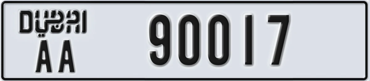 UAE License Plate Dubai AA 90017