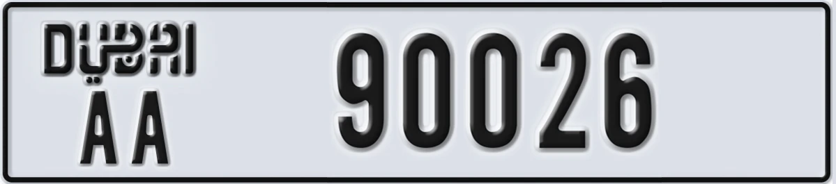 UAE License Plate Dubai AA 90026