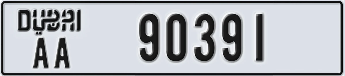 UAE License Plate Dubai AA 90391
