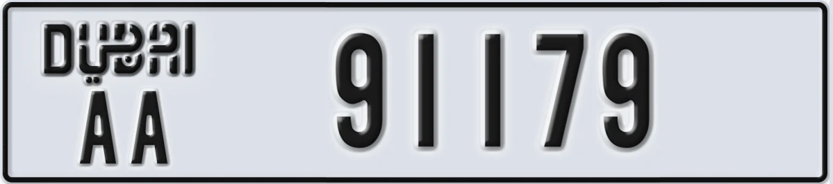 UAE License Plate Dubai AA 91179