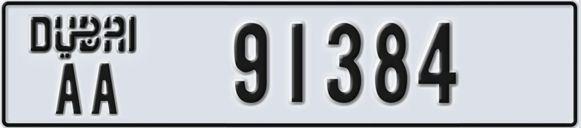 UAE License Plate Dubai AA 91384