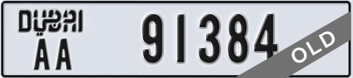 UAE License Plate Dubai AA 91384