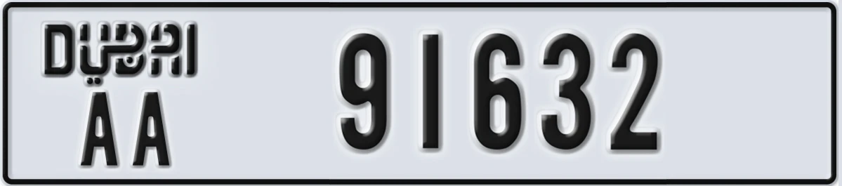 UAE License Plate Dubai AA 91632