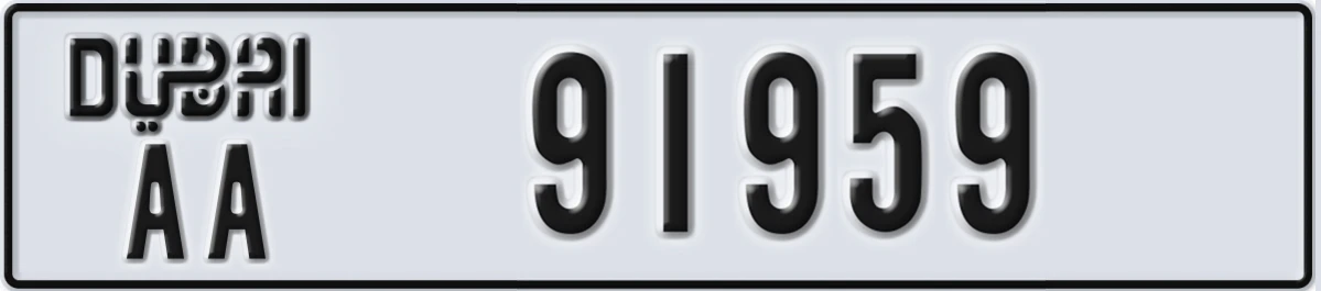 UAE License Plate Dubai AA 91959
