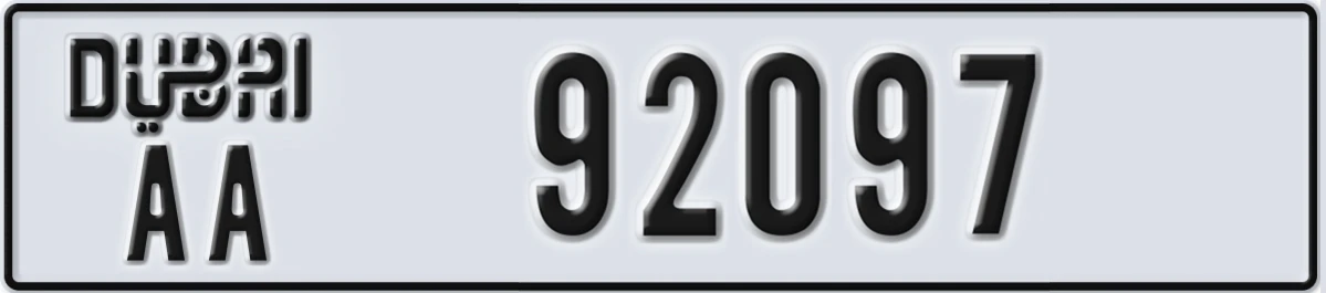 UAE License Plate Dubai AA 92097