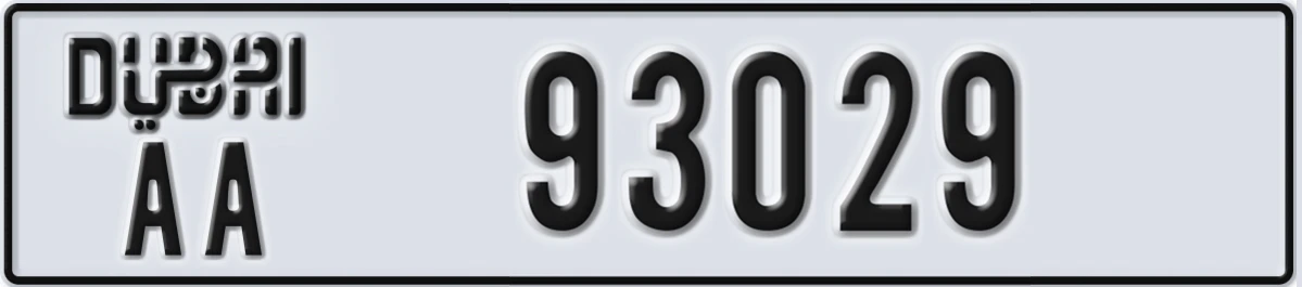 UAE License Plate Dubai AA 93029