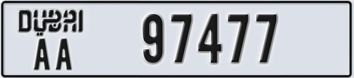 UAE License Plate Dubai AA 97477