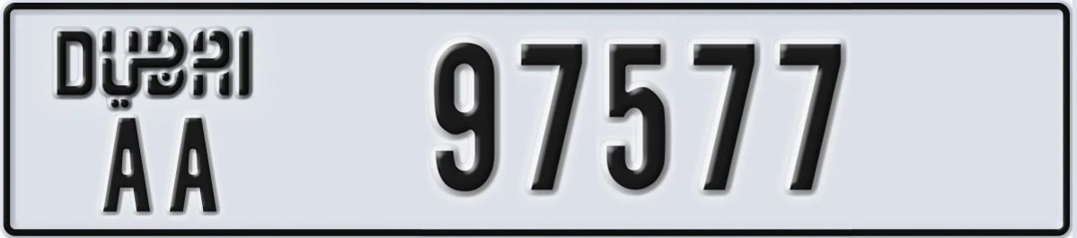 UAE License Plate Dubai AA 97577