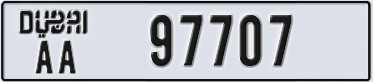 UAE License Plate Dubai AA 97707