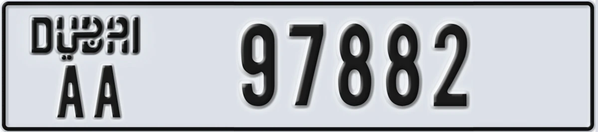 UAE License Plate Dubai AA 97882