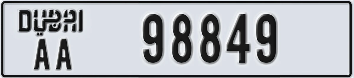 UAE License Plate Dubai AA 98849