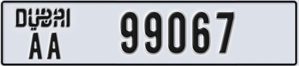 UAE License Plate Dubai AA 99067