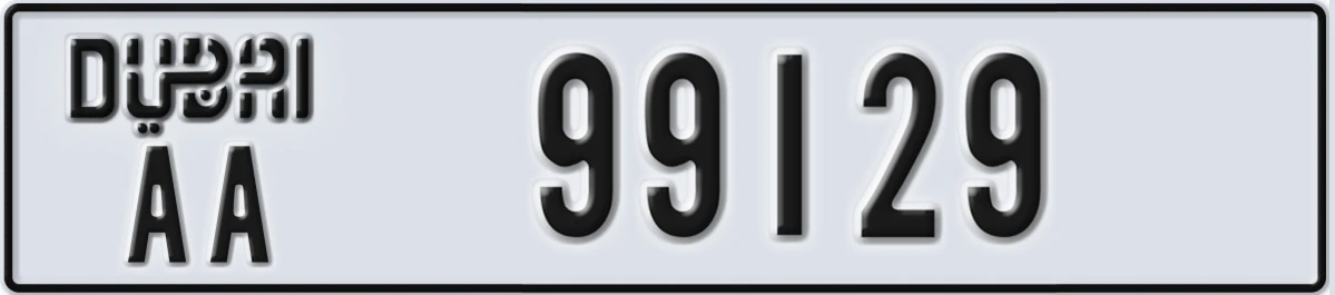 UAE License Plate Dubai AA 99129