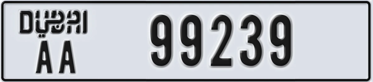 UAE License Plate Dubai AA 99239