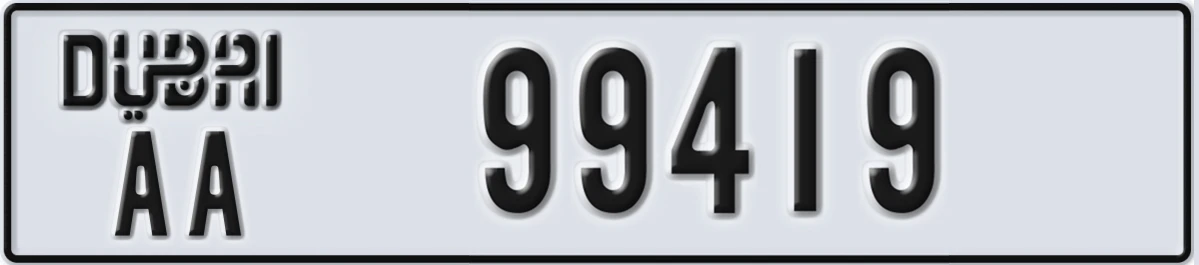 UAE License Plate Dubai AA 99419