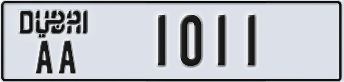 UAE License Plate Dubai AA X1011