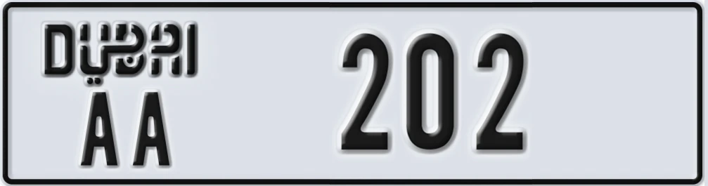 UAE License Plate Dubai AA X2X02