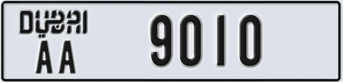 UAE License Plate Dubai AA X9010