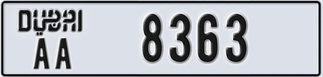 UAE License Plate Dubai AA Z8363