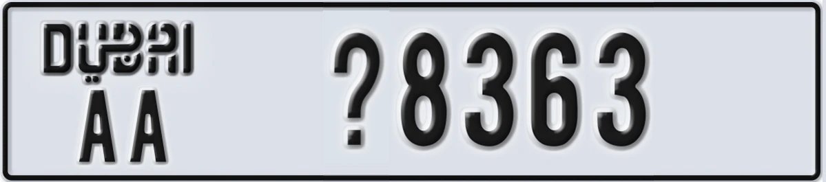 UAE License Plate Dubai AA Z8363