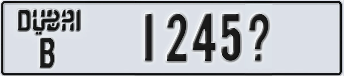 UAE License Plate Dubai B 1245X