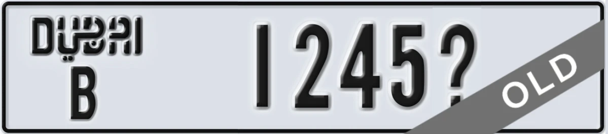 UAE License Plate Dubai B 1245X