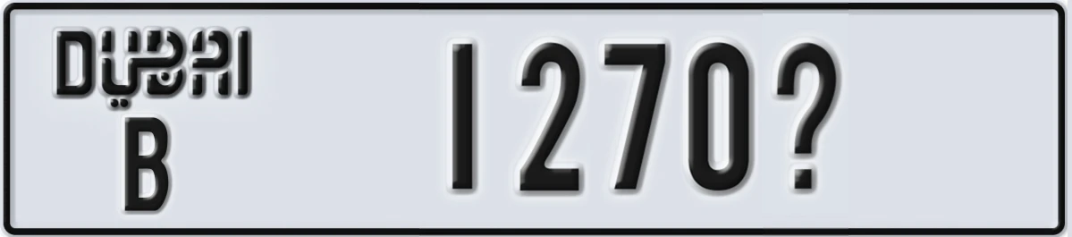 UAE License Plate Dubai B 1270X