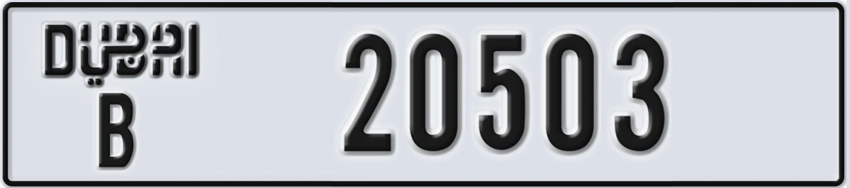 UAE License Plate Dubai B 20503