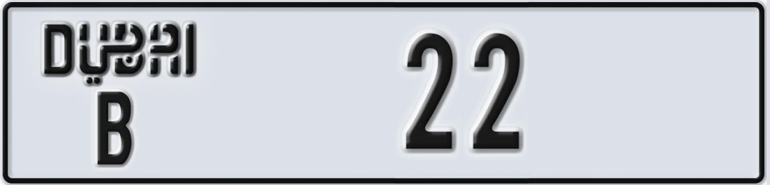 UAE License Plate Dubai B 22X
