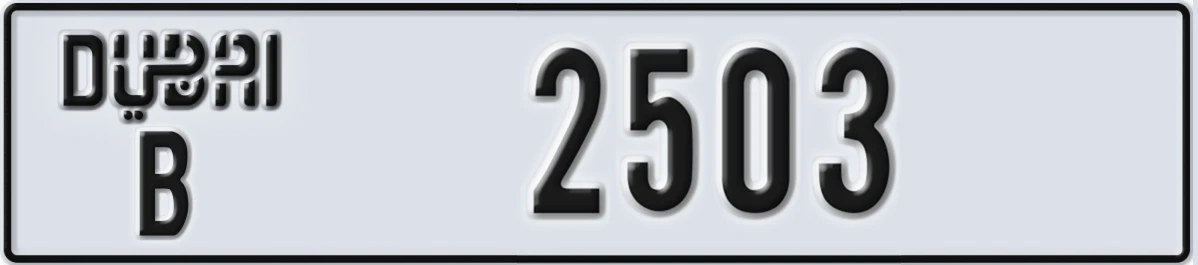UAE License Plate Dubai B 2503