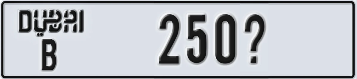UAE License Plate Dubai B 250X