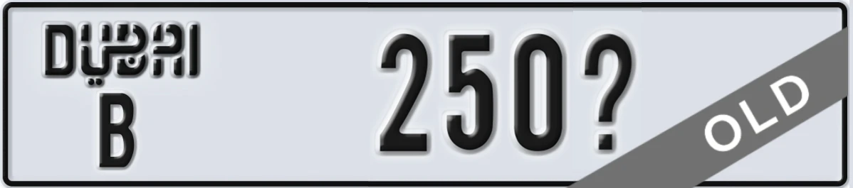 UAE License Plate Dubai B 250X