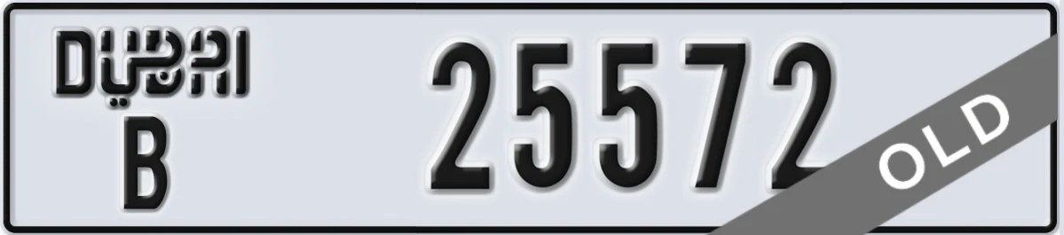 UAE License Plate Dubai B 25572