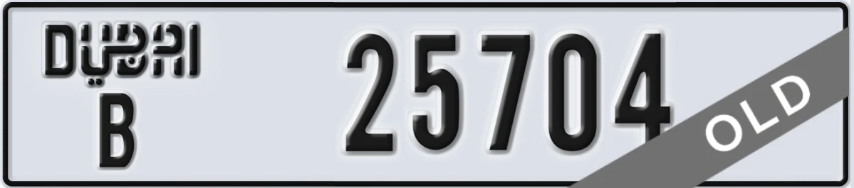 UAE License Plate Dubai B 25704