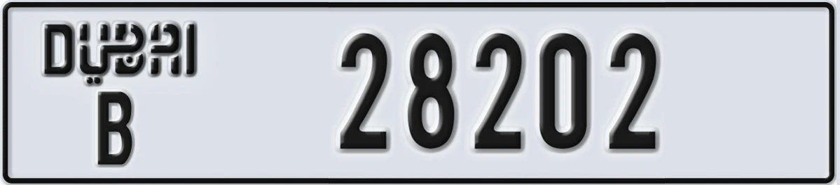 UAE License Plate Dubai B 28202
