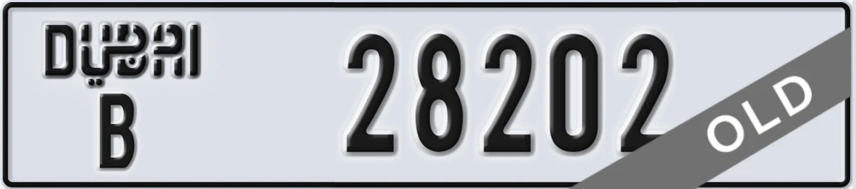 UAE License Plate Dubai B 28202