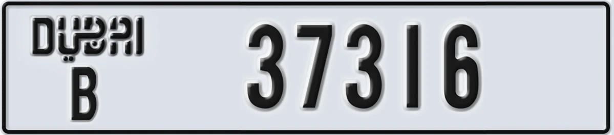 UAE License Plate Dubai B 37316