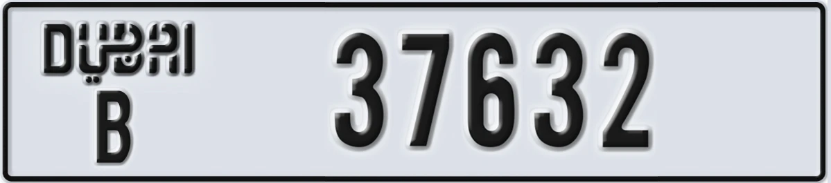 UAE License Plate Dubai B 37632