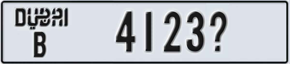 UAE License Plate Dubai B 4123X
