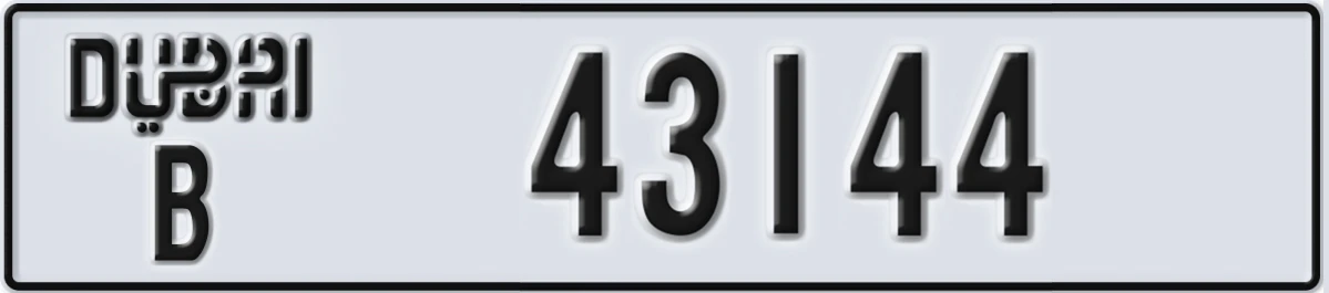 UAE License Plate Dubai B 43144