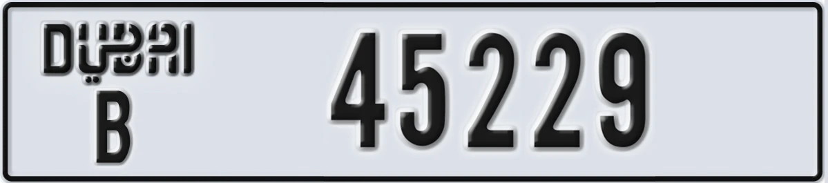 UAE License Plate Dubai B 45229